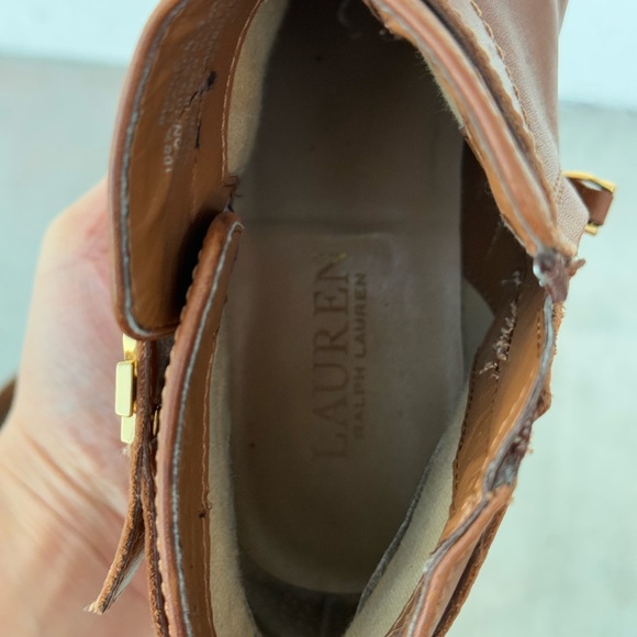 Ralph Lauren Brown Leather Ankle Boots with Gold Accent - Picture 10 of 10